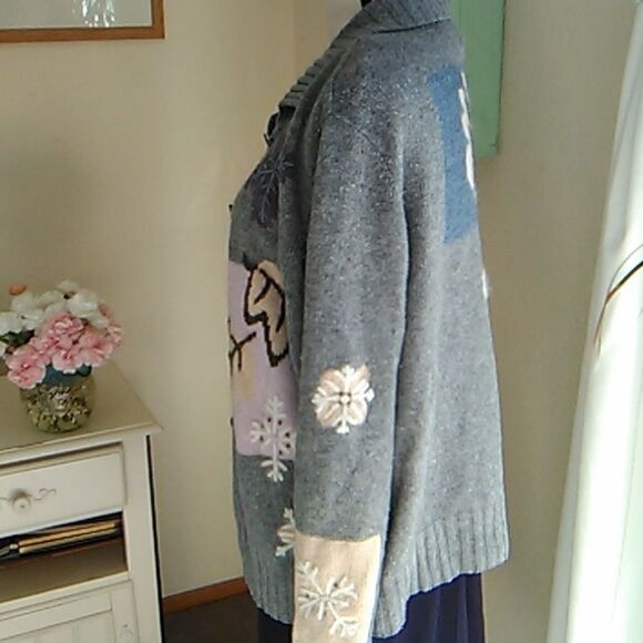 Vintage Holiday Lodge Embroidered Cardigan Sweater Twee - Picture 4 of 14